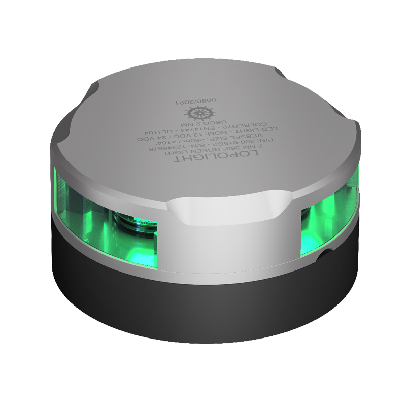 2nm 360° Green, silver anodized